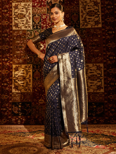 Indyancart KS Women's Woven Design Ethnic Motifs Zari Banarasi Saree