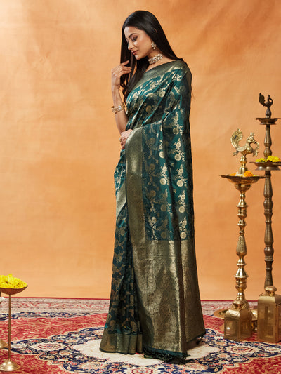 Indyancart KS Women's Woven Design Zari Banarasi Saree