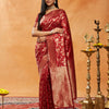 Indyancart KS Women's Floral Woven Design Zari Banarasi Saree