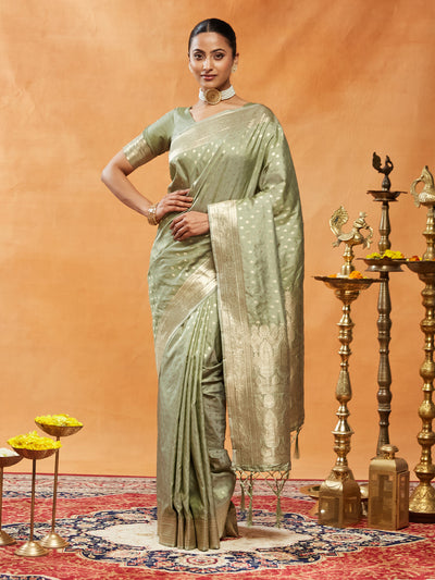 Indyancart KS Women's Ethnic Motifs Woven Design Zari Art Silk Banarasi Saree