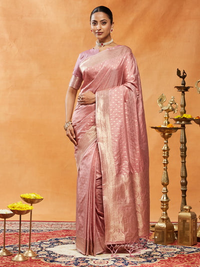 Indyancart KS Women's Woven Design Ethnic Motifs Zari Banarasi Saree