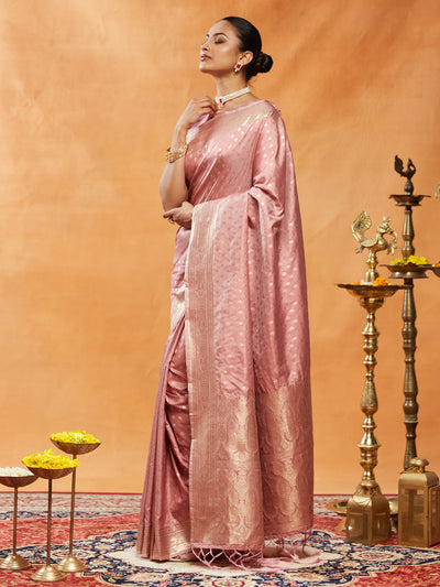 Indyancart KS Women's Woven Design Ethnic Motifs Zari Banarasi Saree