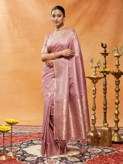 Indyancart KS Women's Woven Design Ethnic Motifs Zari Banarasi Saree