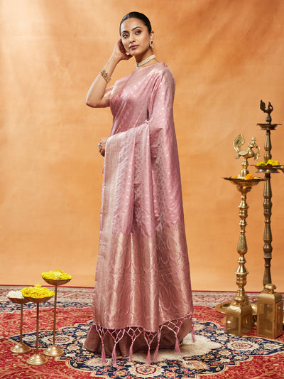 Indyancart KS Women's Woven Design Ethnic Motifs Zari Banarasi Saree