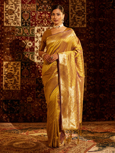 Indyancart KS Women's Woven Design Zari Banarasi Saree
