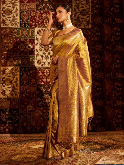 Indyancart KS Women's Woven Design Zari Banarasi Saree