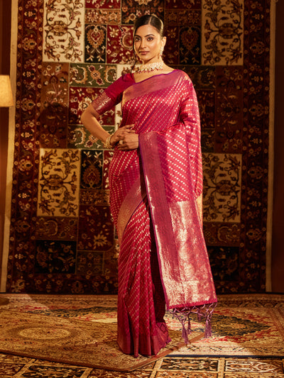 Indyancart KS Women's Woven Design Zari Banarasi Saree