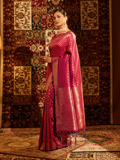 Indyancart KS Women's Woven Design Zari Banarasi Saree