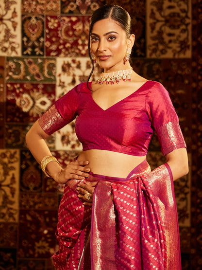Dhiyona KS Women's Woven Design Zari Banarasi Saree