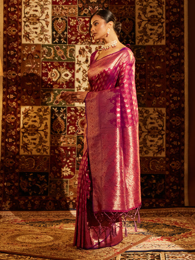 Indyancart KS Women's Woven Design Zari Banarasi Saree