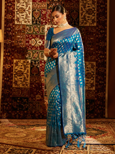 Indyancart KS Women's Woven Design Zari Banarasi Saree