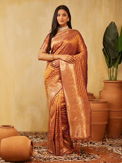 Indyancart KS Women's Women Zari Work Ethnic Motifs Art Silk  Designer Banarasi Saree