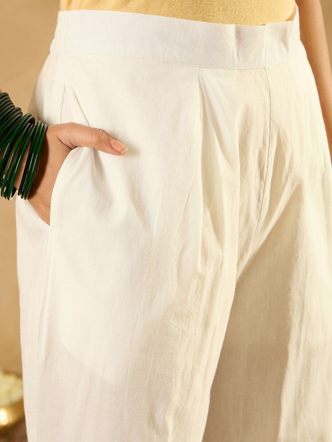 Dhiyona IE Floral Printed Empire Pure Cotton A-Line Kurta With Trousers & Dupatta