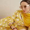 Dhiyona IE Floral Printed Mirror Work Pure Cotton A-Line Kurta with Trousers & Dupatta