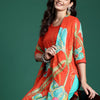 Indyancart IE Floral Printed Beads & Stones Pure Cotton Kurta With Trousers & Dupatta