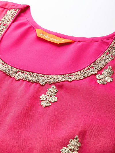 Indyancart IE Ethnic Motifs Embroidered Mirror Work Kurta with Palazzos & With Dupatta
