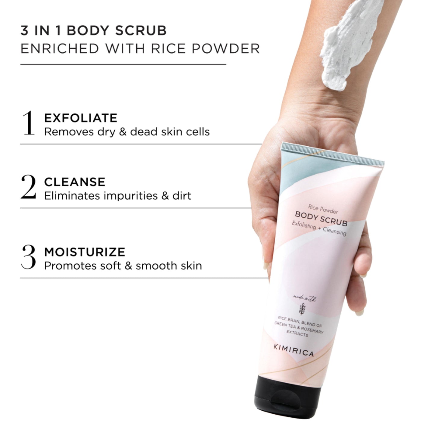 Kimirica Exfoliating, Cleansing & Moisturising Rice Powder Body Scrub Tube