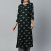 Dhiyona IE Women Green Printed Straight Kurta