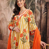 Dhiyona SN Women's Floral Striped Pure Cotton Kurta with Palazzos & Dupatta