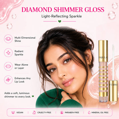 Parul Garg Beauty Gloss Cristale Duo Clear & Diamond Shimmer Lip Gloss Duo Pack, Non-Sticky Shine