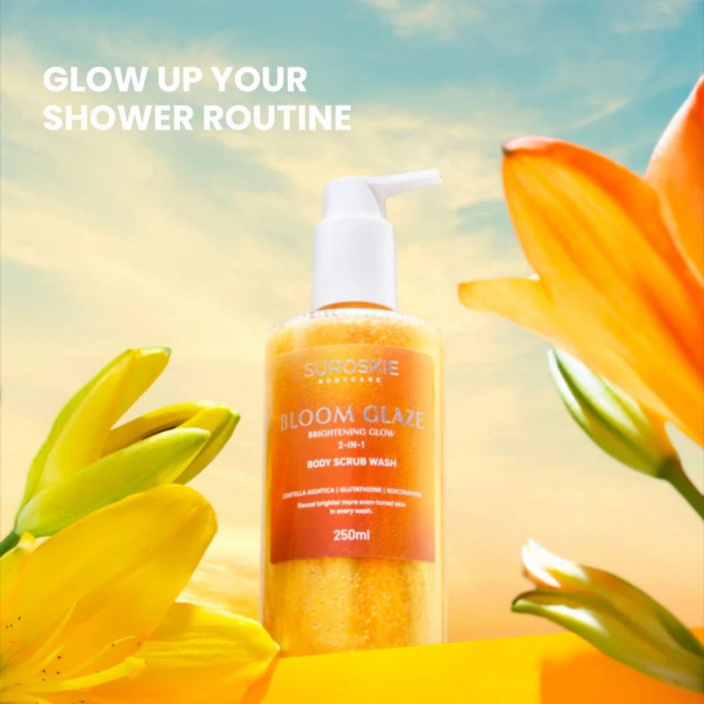 SUROSKIE Bloom Glaze 2 in 1 Body Scrub Wash for Bright Glow
