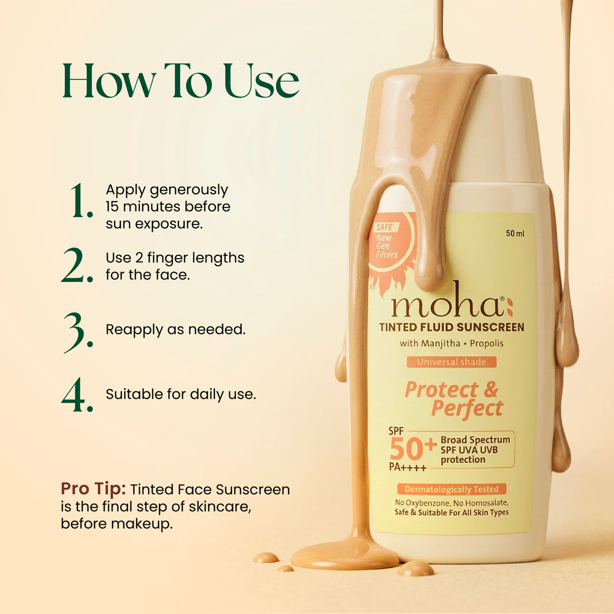 Moha Tinted Fluid Sunscreen SPF 50 PA++++