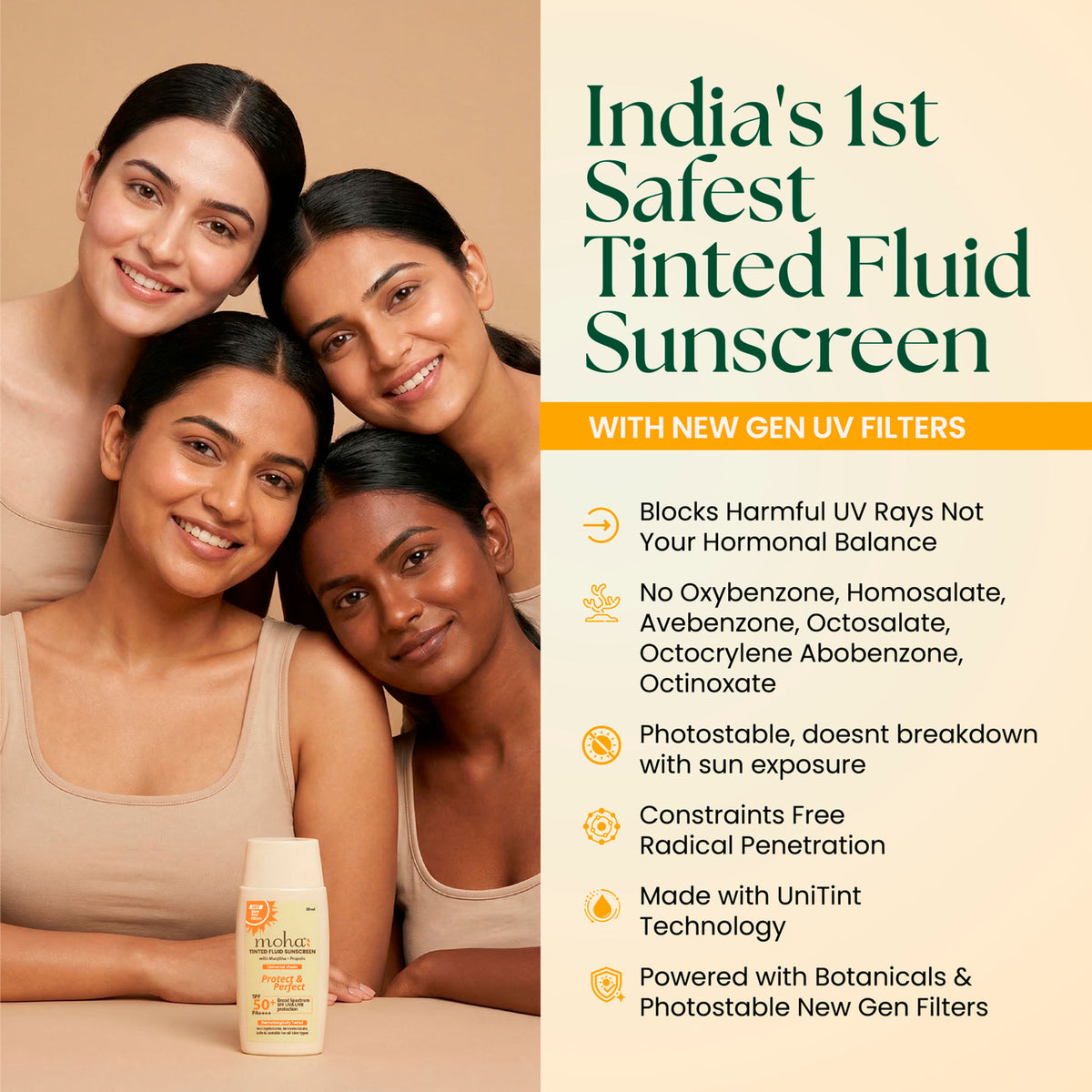 Moha Tinted Fluid Sunscreen SPF 50 PA++++