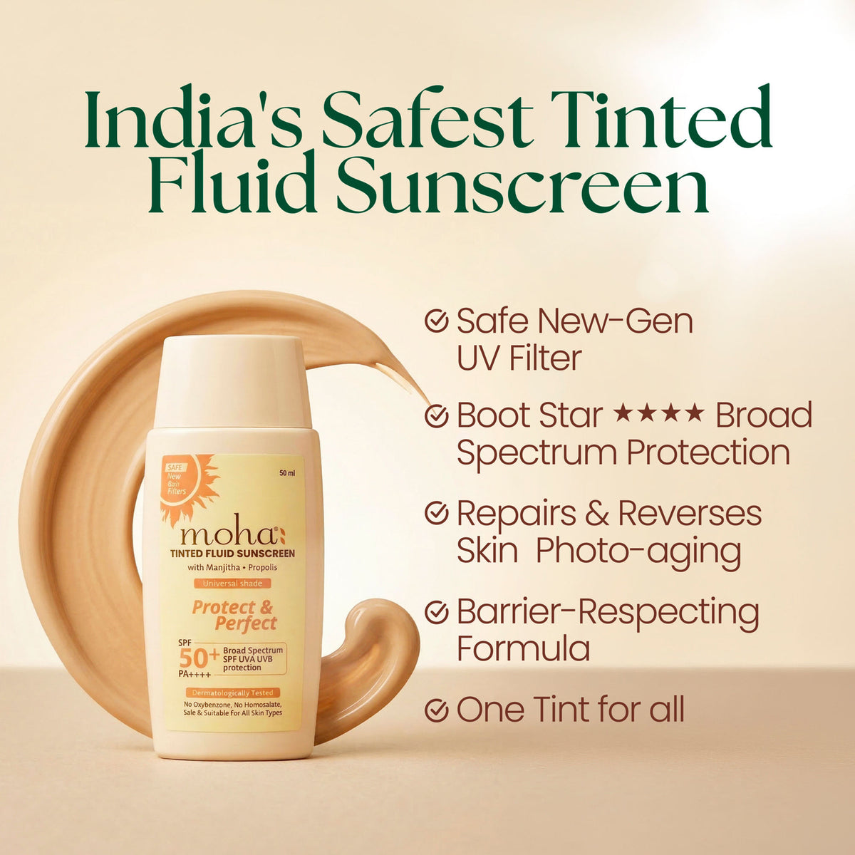Moha Tinted Fluid Sunscreen SPF 50 PA++++
