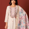 Dhiyona IE Women Floral Embroidered Regular Thread Work Kurta with Trousers & With Dupatta