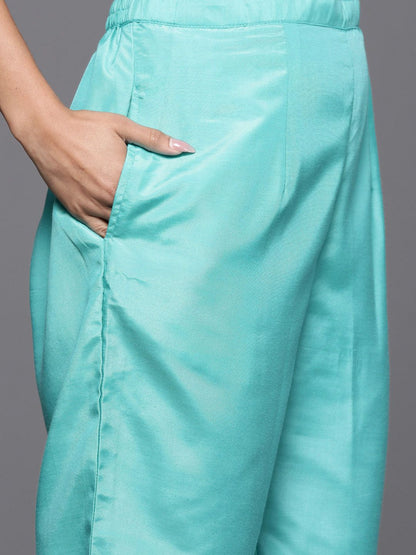Indyancart IE Ethnic Motifs Embroidered Sequinned Kurta with Trousers & Dupatta