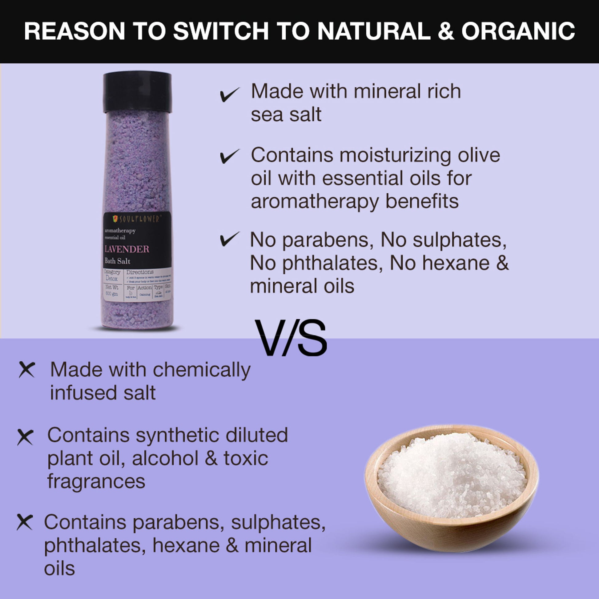 Soulflower Exfoliating Lavender Body Scrub & Epsom Bath Salt, Vitamin E, Olive, Relaxing Muscle Pain