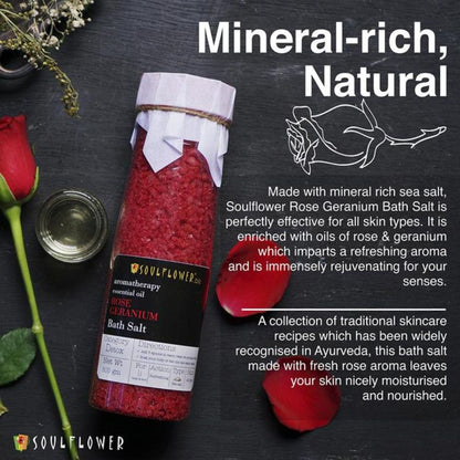 Soulflower Exfoliating Rose Geranium Body Scrub & Epsom Bath Salt, Vitamin E Olive for Shoulder Pain