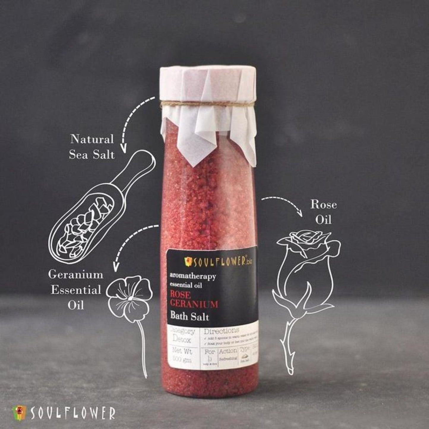 Soulflower Exfoliating Rose Geranium Body Scrub & Epsom Bath Salt, Vitamin E Olive for Shoulder Pain