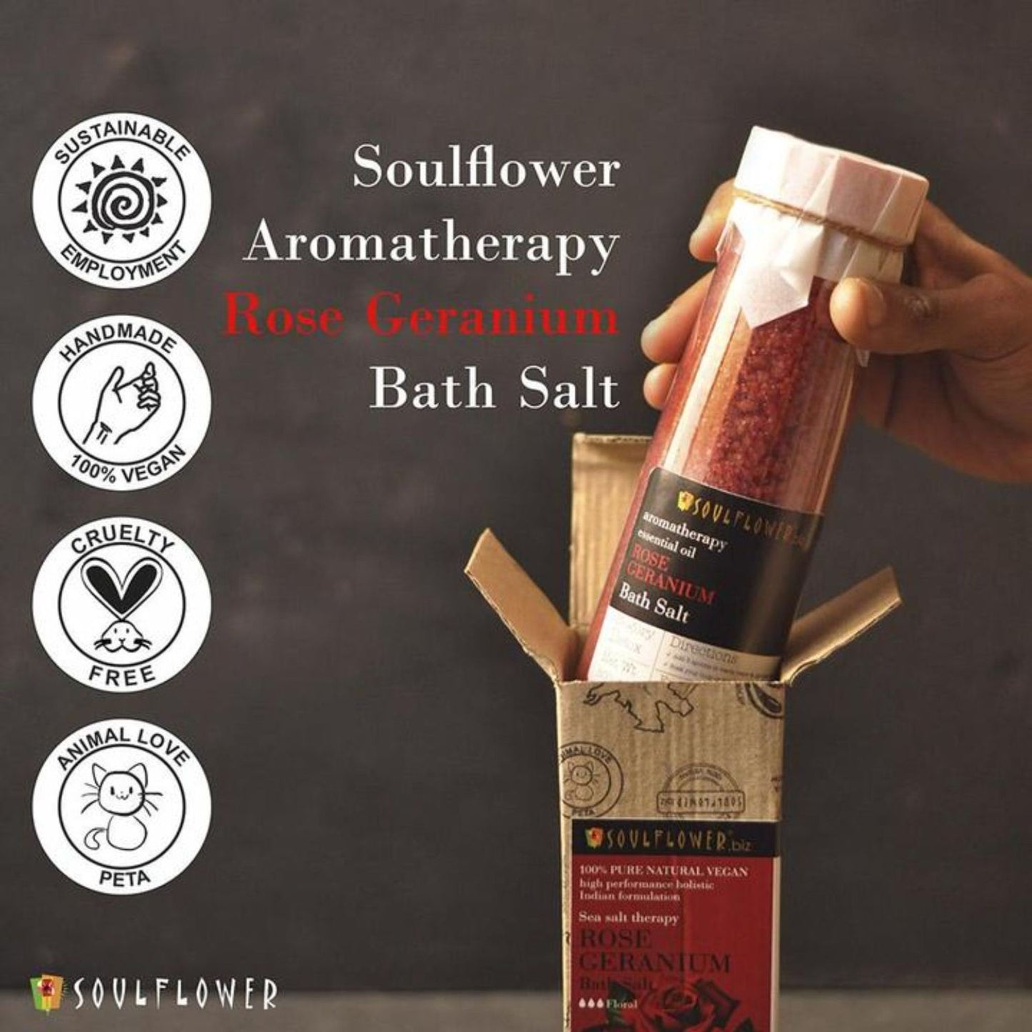 Soulflower Exfoliating Rose Geranium Body Scrub & Epsom Bath Salt, Vitamin E Olive for Shoulder Pain