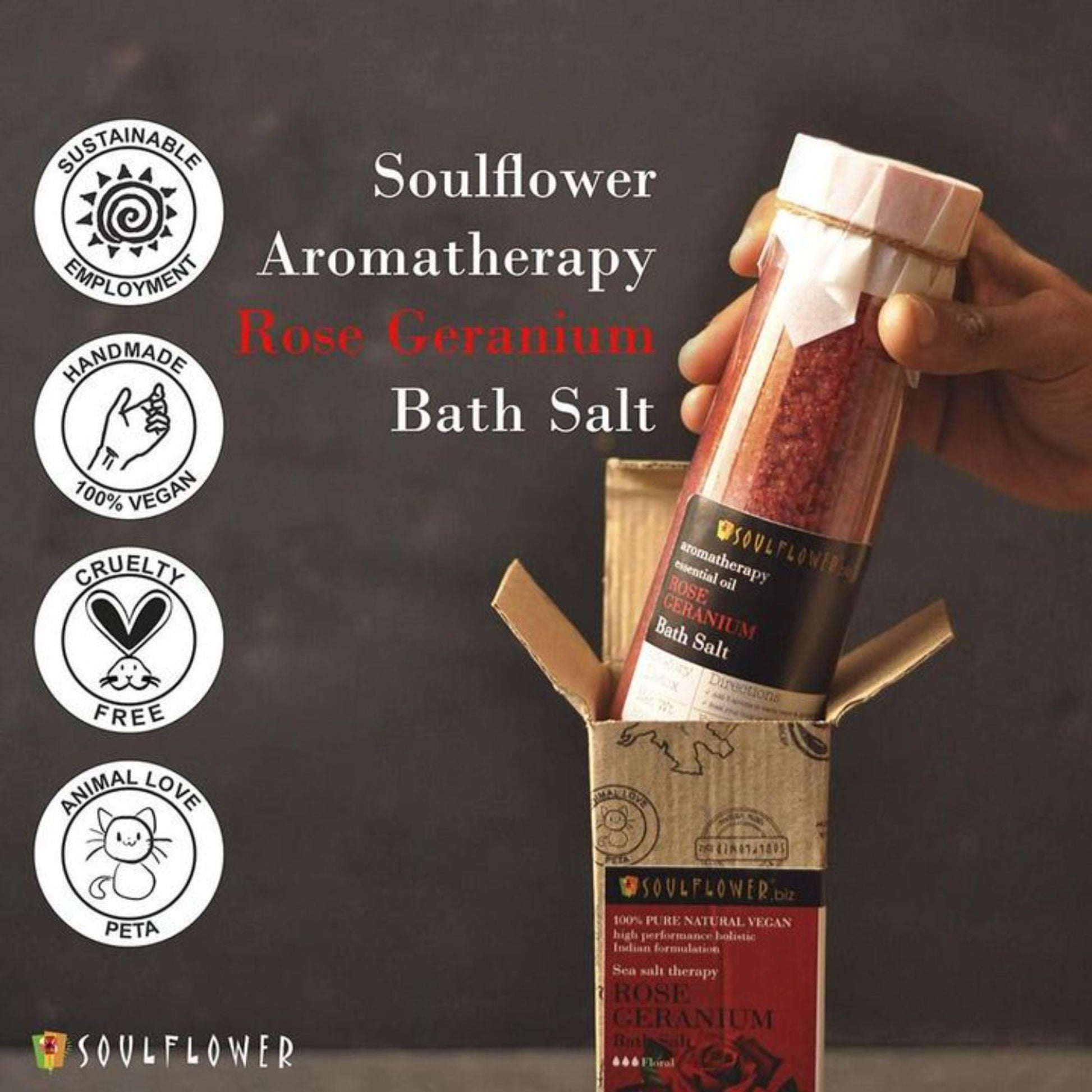 Soulflower Exfoliating Rose Geranium Body Scrub & Epsom Bath Salt, Vitamin E Olive for Shoulder Pain