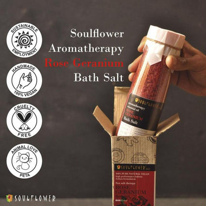 Soulflower Exfoliating Rose Geranium Body Scrub & Epsom Bath Salt, Vitamin E Olive for Shoulder Pain