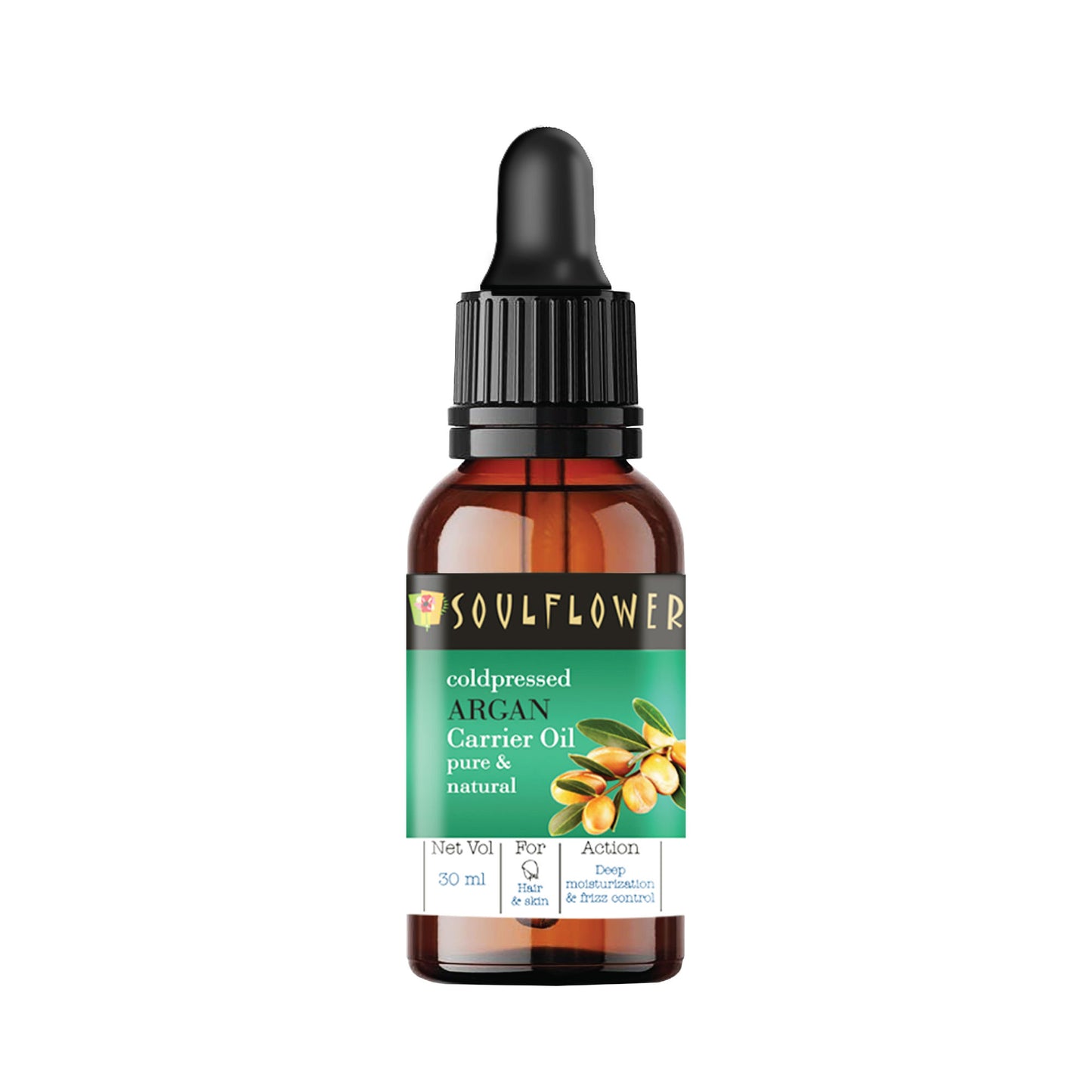 Soulflower Moroccan Argan Coldpressed Oil Hair Serum for Frizz Control, Pre Bonding Oil