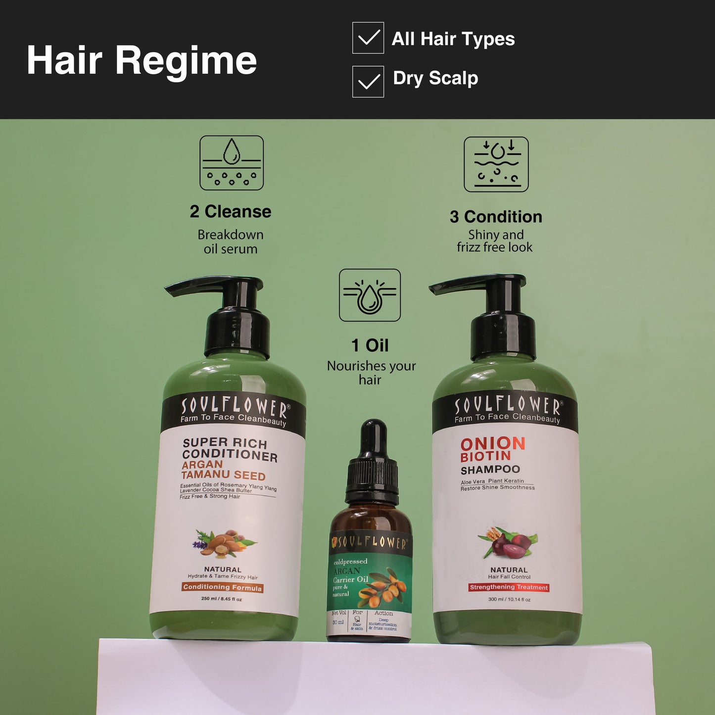 Soulflower Moroccan Argan Coldpressed Oil Hair Serum for Frizz Control, Pre Bonding Oil