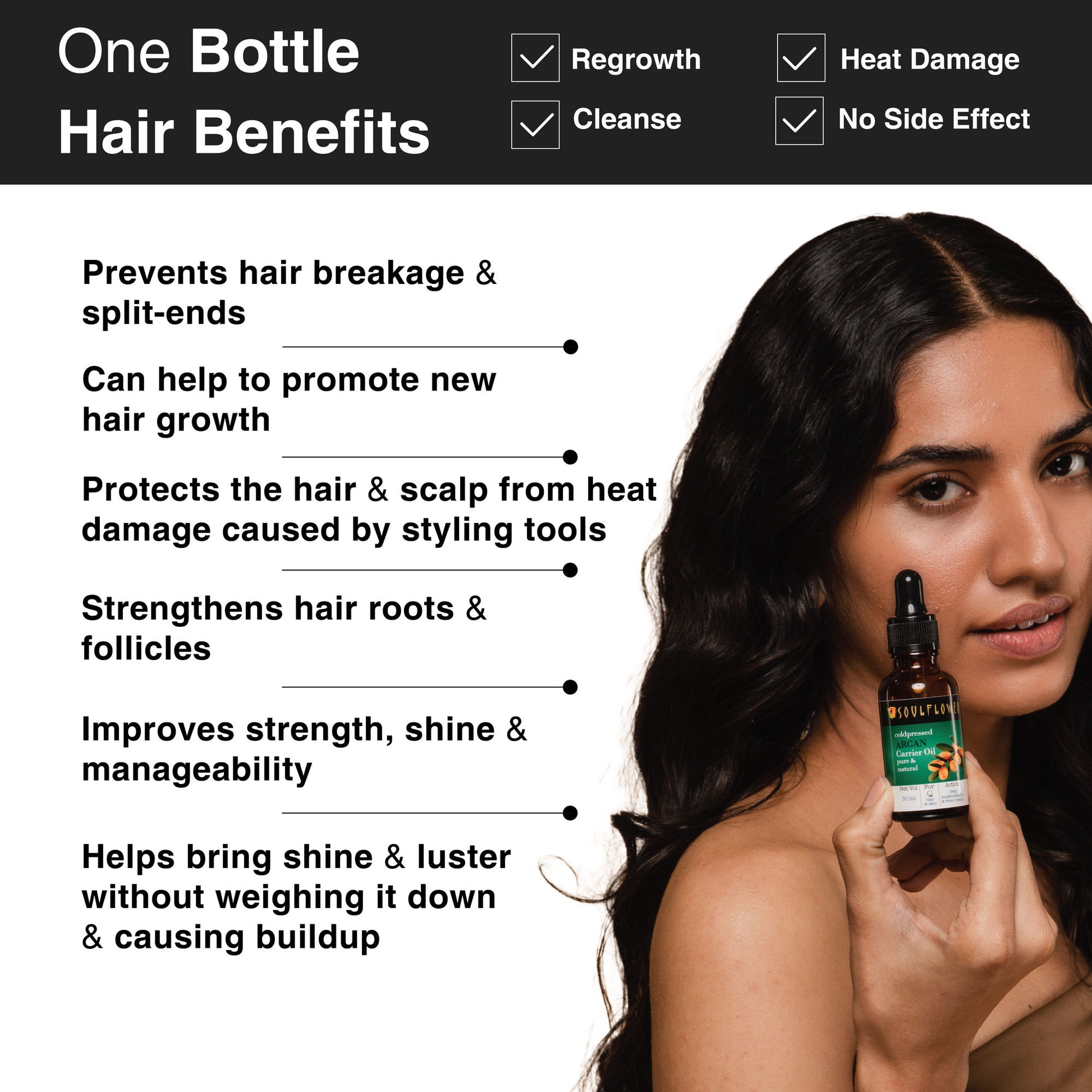 Soulflower Moroccan Argan Coldpressed Oil Hair Serum for Frizz Control, Pre Bonding Oil