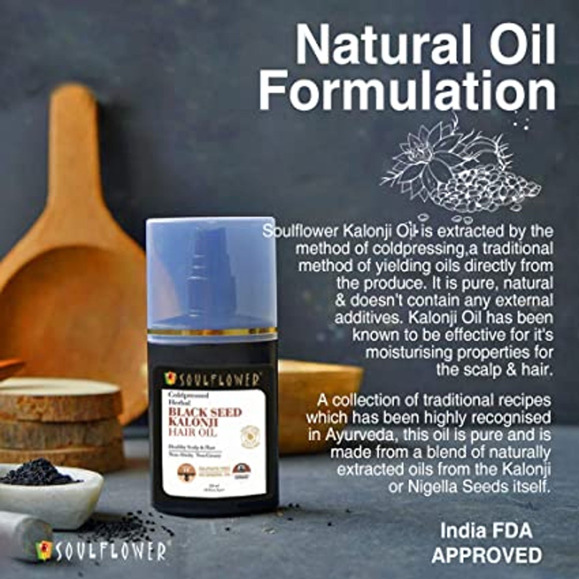 Soulflower Cold Pressed Black Seed Kalonji Hair Oil For Hair Growth & Hair Fall Control