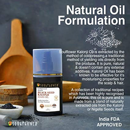 Soulflower Cold Pressed Black Seed Kalonji Hair Oil For Hair Growth & Hair Fall Control