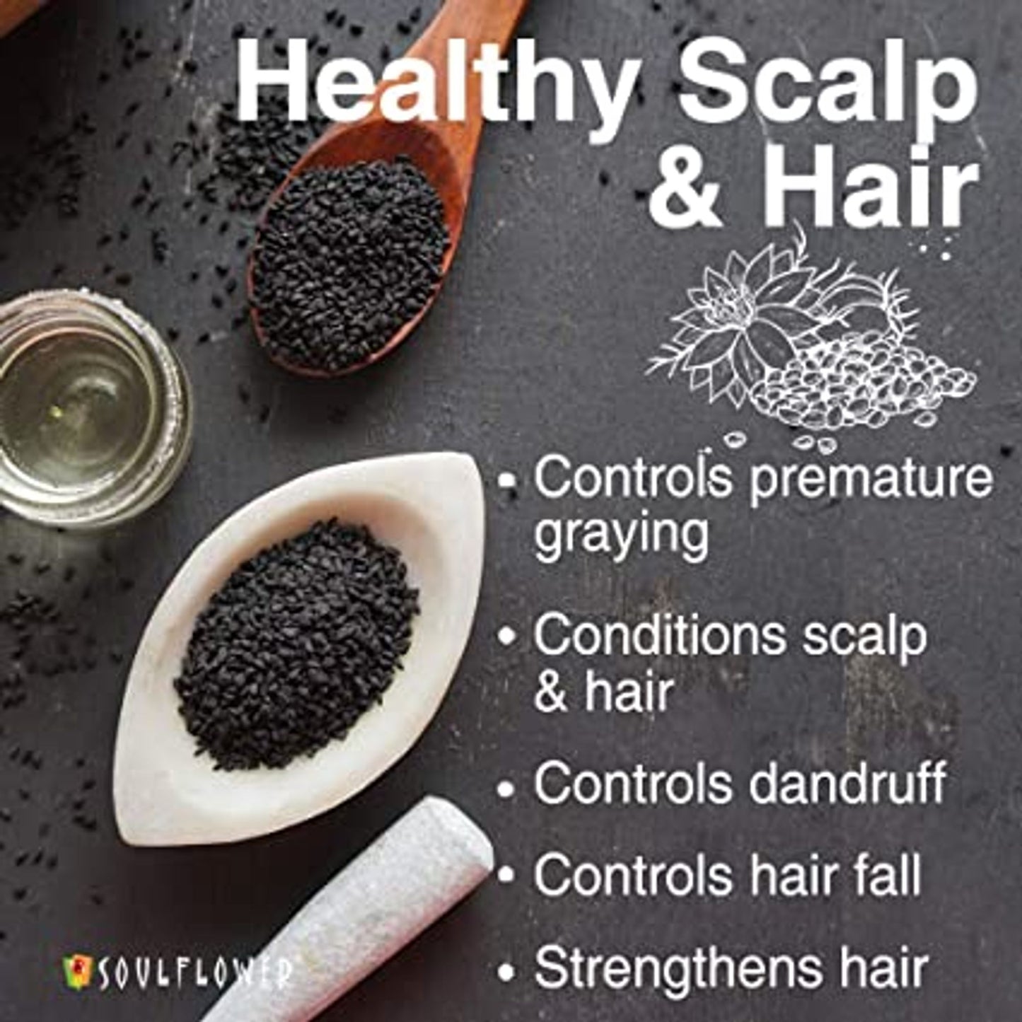 Soulflower Cold Pressed Black Seed Kalonji Hair Oil For Hair Growth & Hair Fall Control