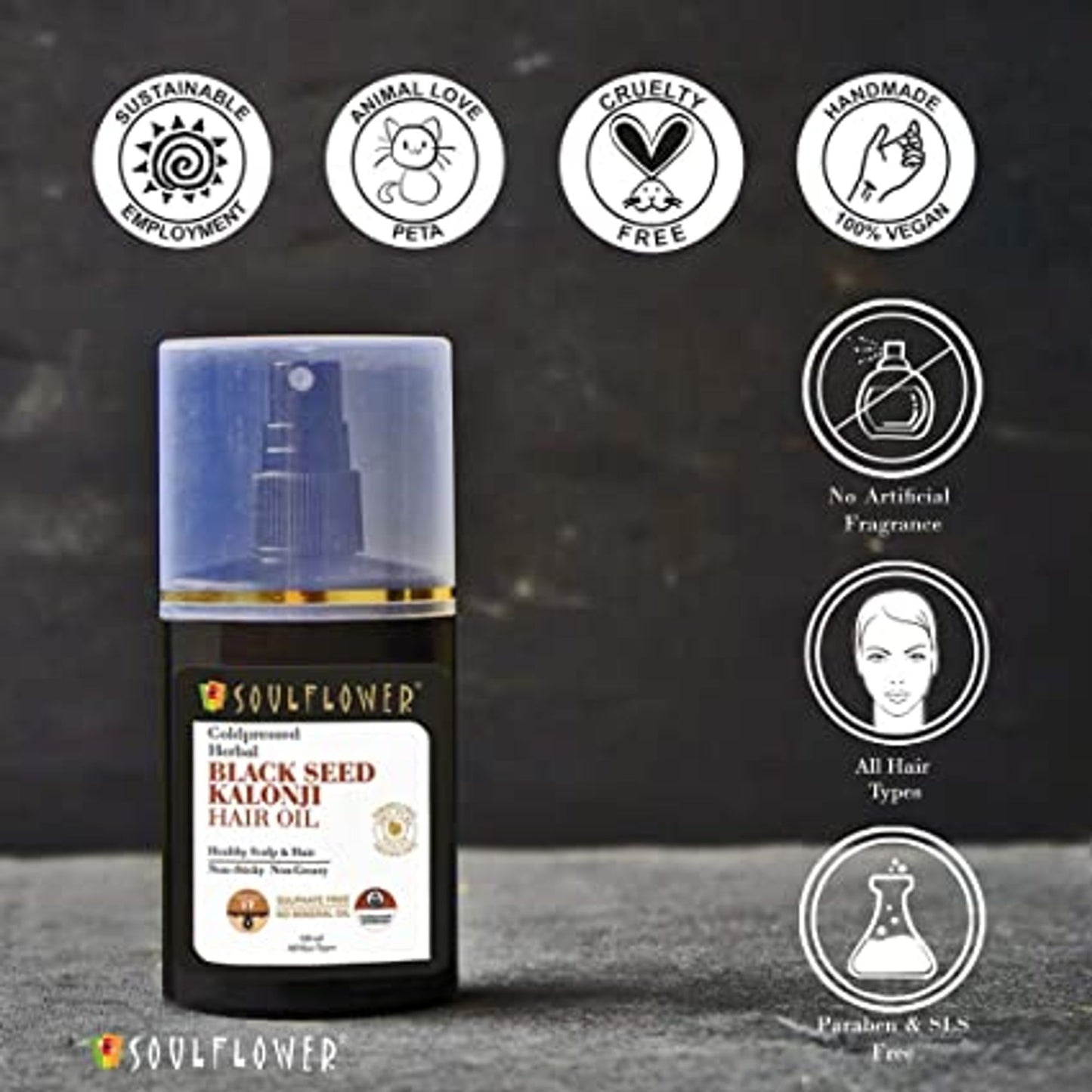 Soulflower Cold Pressed Black Seed Kalonji Hair Oil For Hair Growth & Hair Fall Control