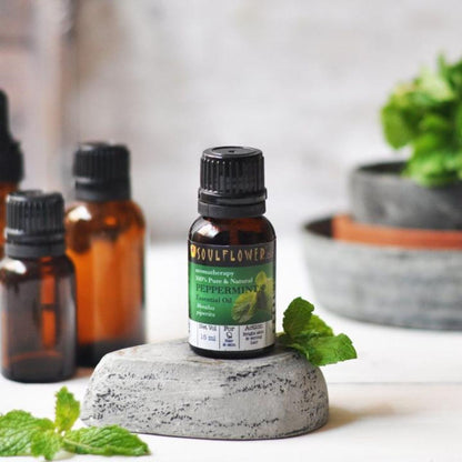 Soulflower Organic Peppermint Essential Oil for Hair Growth, Itchy Scalp Care, Dandruff Control
