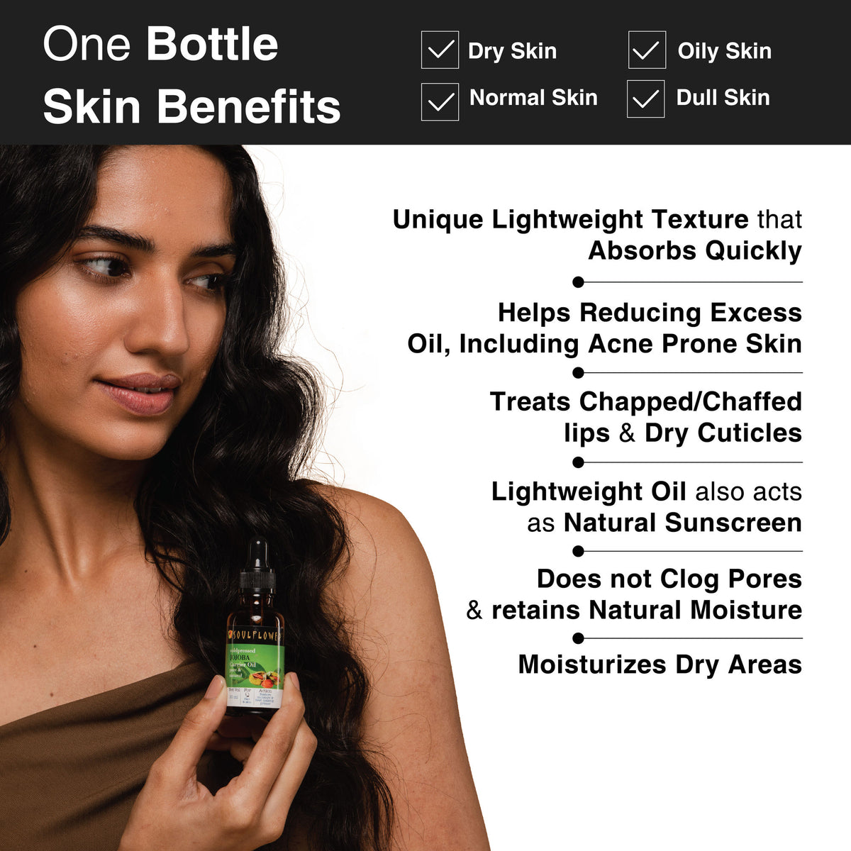 Soulflower Organic Virgin Jojoba Carrier Hair Oil, Skincare, Face & Body, Cold-Pressed