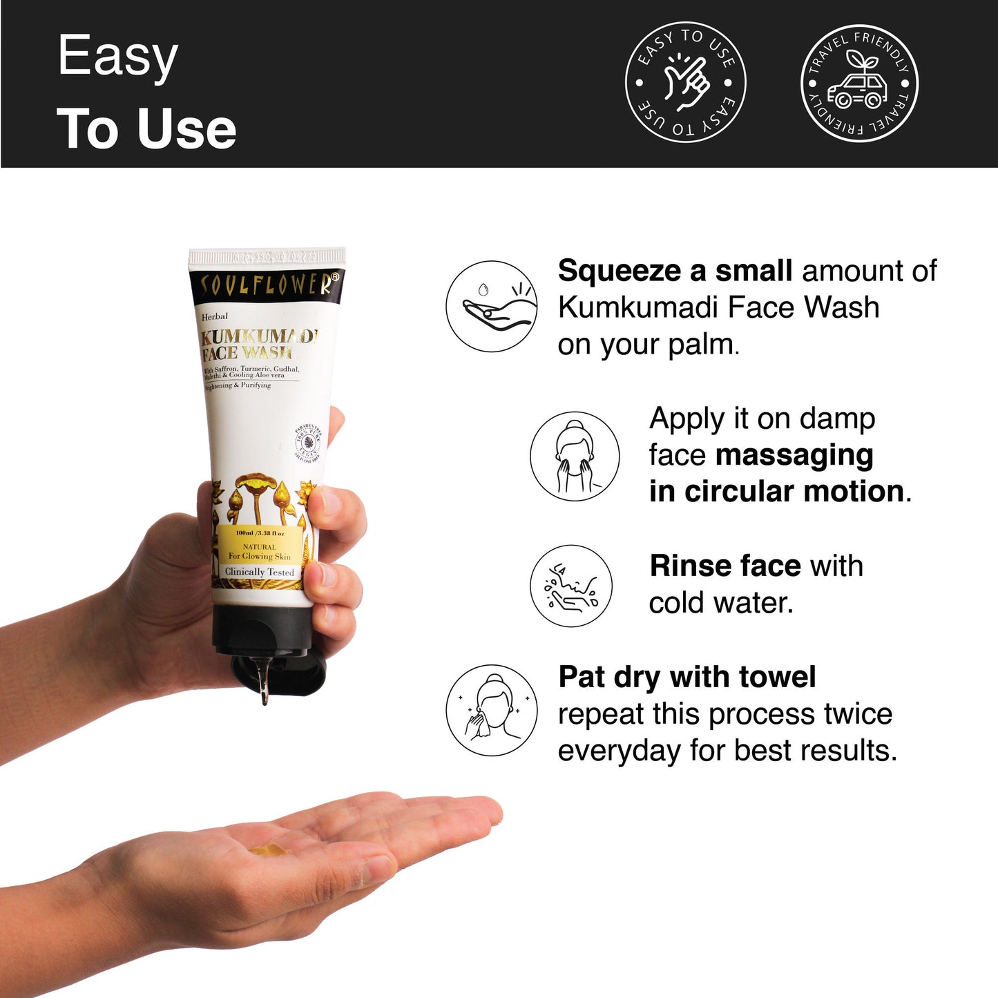 Soulflower Organic Kumkumadi Face Wash For Glowing Skin, Acne Control, Sulphate Free Ubtan