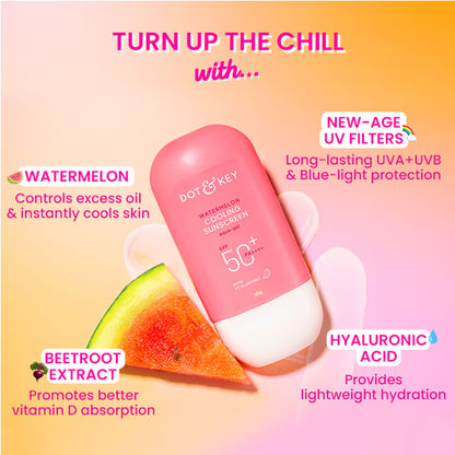 Dot & Key Watermelon Cooling Sunscreen, SPF 50+ PA++++ In-Vivo Tested