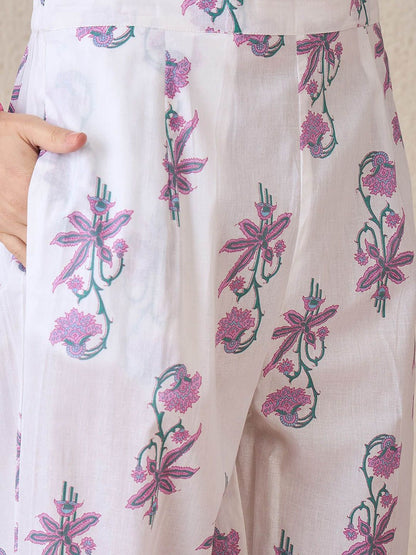 Dhiyona IE Printed V-Neck Pure Cotton Tunic With Trouser