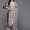 Indyancart VA Ethnic Motifs Embroidered Zari Kurta With Palazzos & Dupatta