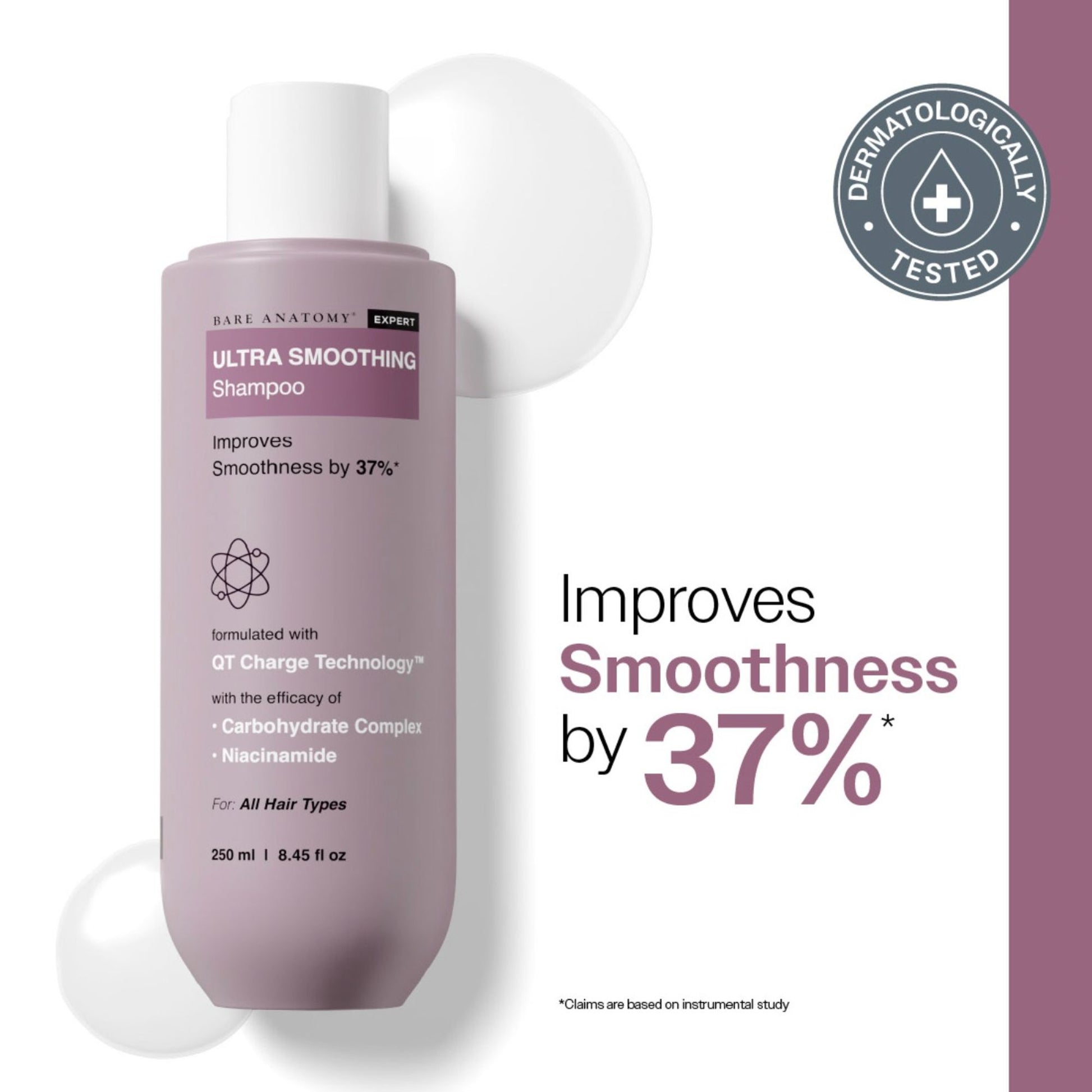 Bare Anatomy Ultra Smoothing Shampoo for Dry and Frizzy Hair Niacinamide Paraben & Sulphate Free